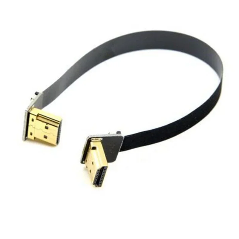 FPV HDMI-compatible Male to Male 90 degree UP Angled FPC Ribbon Flat Extension Cable Pitch 20pin Plug Connector 5cm-80cm