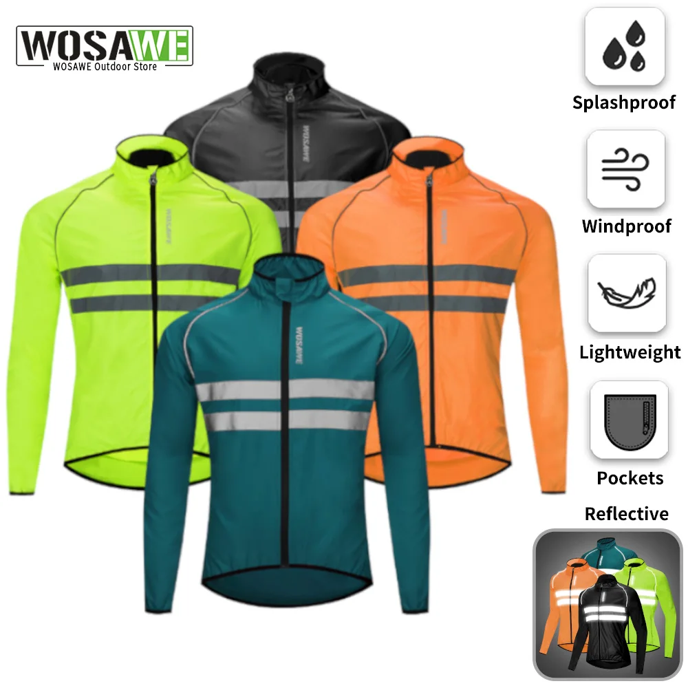 

Велосипедная куртка WOSAWE, светоотражающая, ветрозащитная, водонепроницаемая, ветровка для MTB и шоссейных велосипедов, длинная велосипедная майка, сверхлегкая, быстросохнущая, ветрозащитная куртка