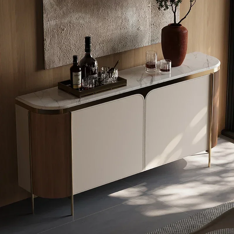 NEW Meal side household Italian natural marble stainless steel storage cabinet