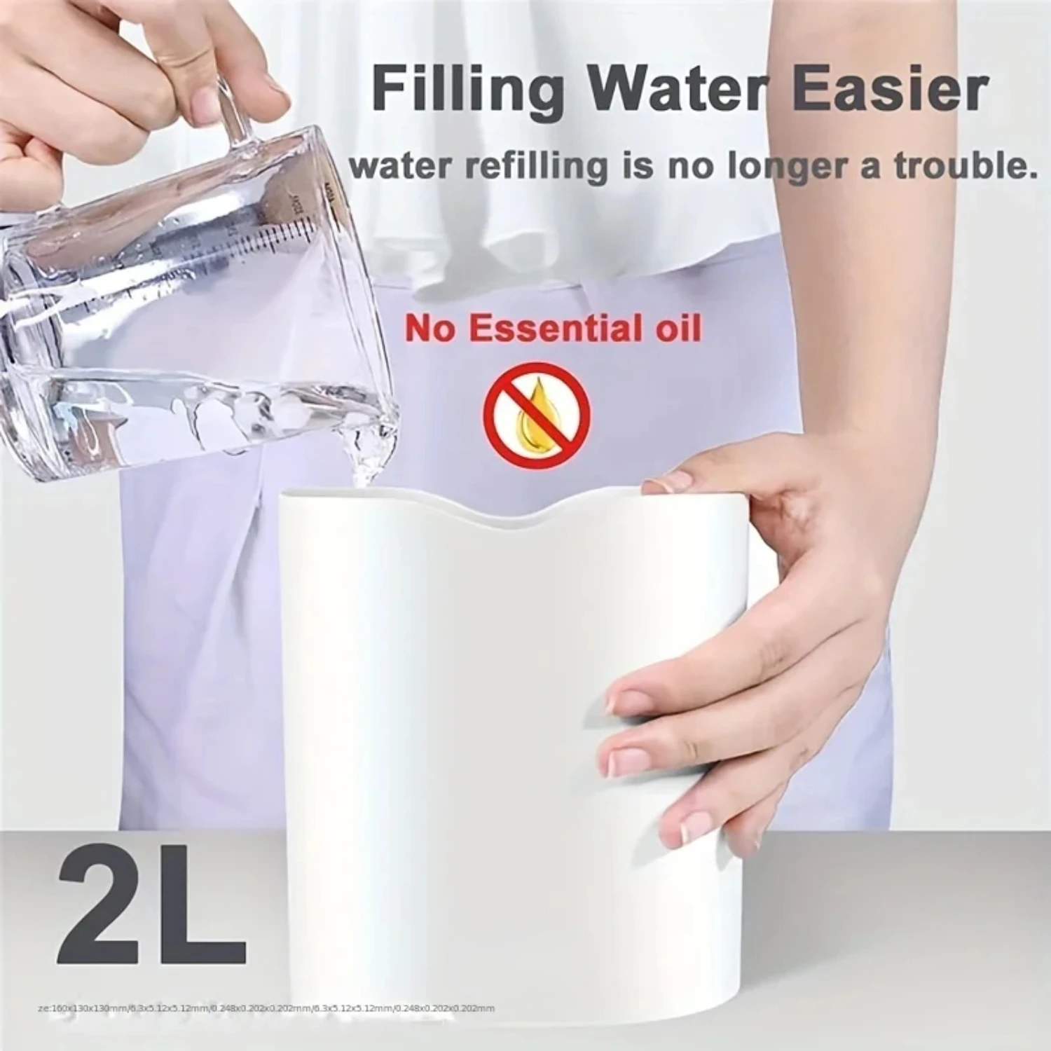 مرطب هواء H2O كبير وأنيق وفعال سعة 2000 مل للاستخدام المنزلي والمكتبي - ميزة الرش المزدوج لماكسيم