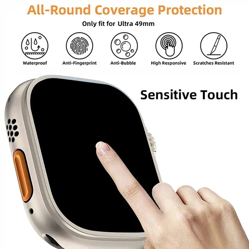 سهلة التركيب 2 قطعة فيلم الزجاج المقسى لساعة أبل الترا 2 3 Ultra2 Ultra3 49 مللي متر واقي للشاشة مع أداة محاذاة #4