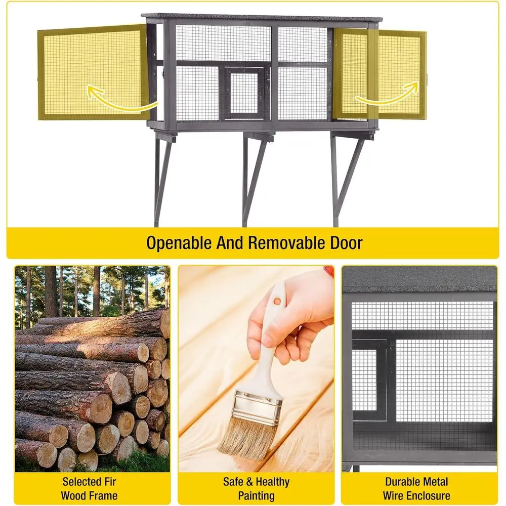 Outdoor Cat Enclosure with Weatherproof Roof and Lockable Door for 1-2 Cats, Secure Window Perch House view 5