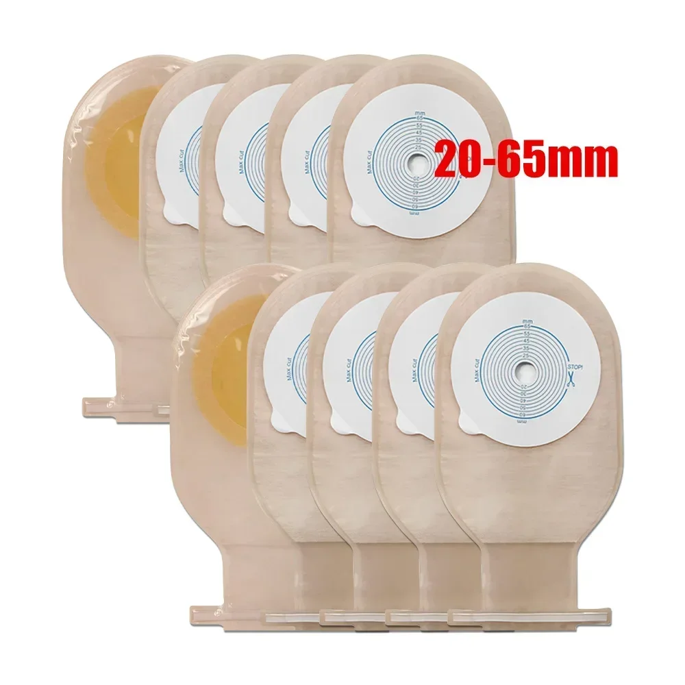 

10-50pcs Drain valve One-piece System Colostomy Bags for Adults Disposable Colostomy Pouch Opening 20-65mm With Clip Closure;\]0
