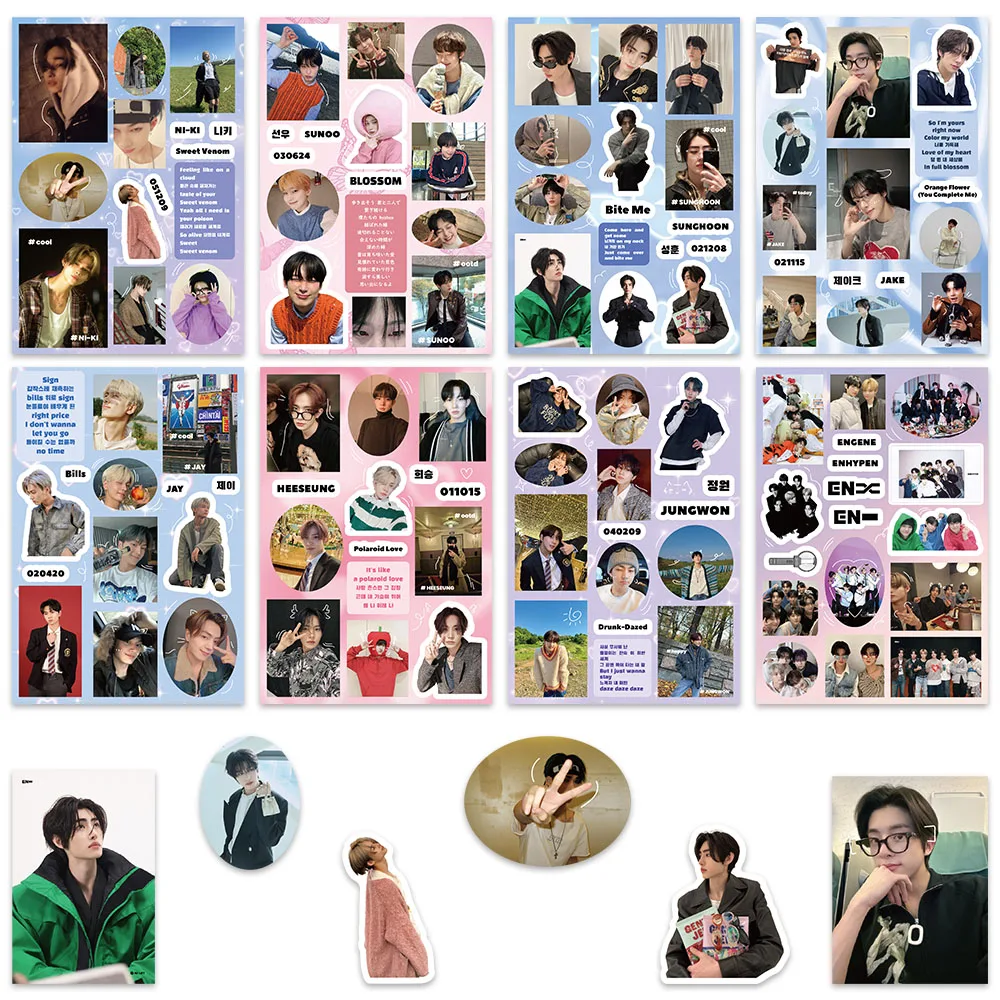 8Sheets Puzzle Korean Kpop Team Souvenir Stickers DIY Music Boy Band Decoration Scrapbook Phone Laptop Stationery Gift Sticker