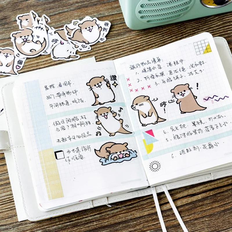 45 Sheets Per Pack Cute Otter Stickers Scrapbook Collage Diary Decoration Student Stationery Beautification Stickers