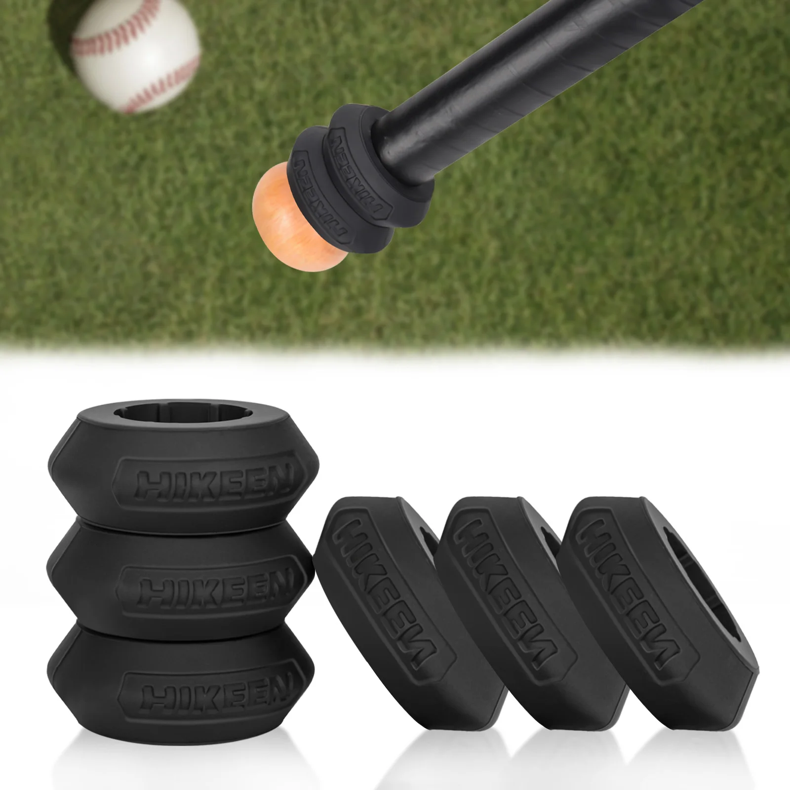 

Hikeen 6 PCS Baseball Bat Grip Choke Up Rings Bat Choke with Baseball Bat Weighted Swing Knob 15 OZ for Softball Swing Training