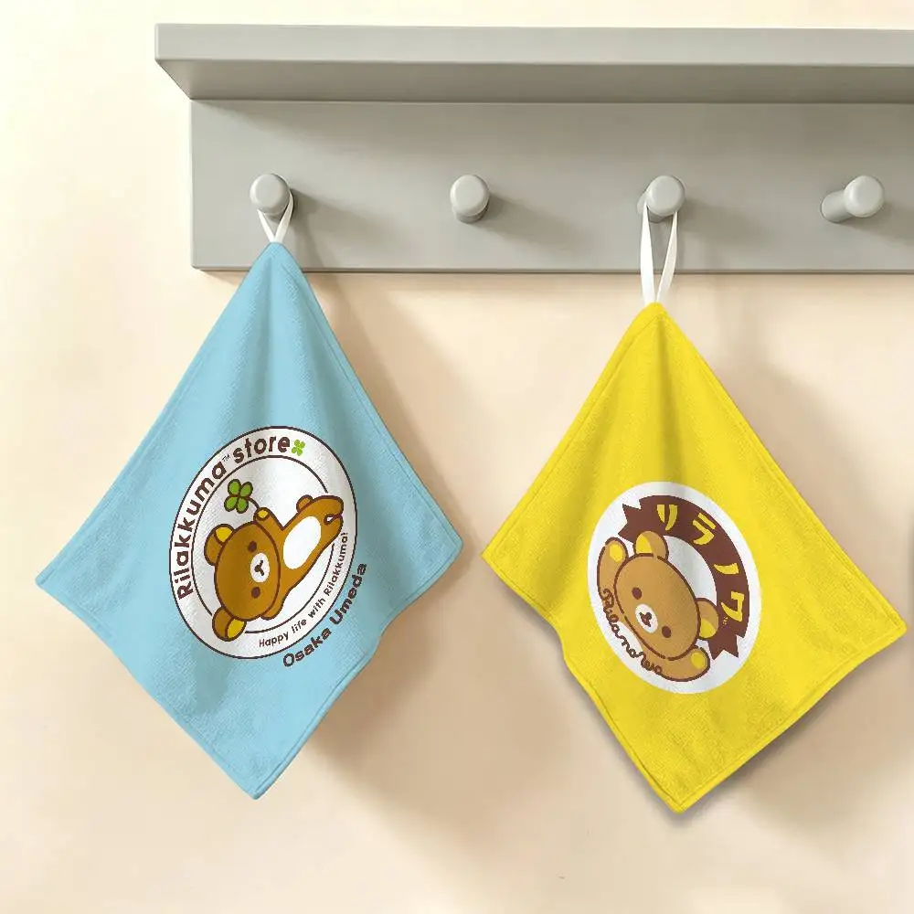 Popular Cute R-Rilakkumas Bear Polyester Cotton Hand Wiping Towel, Anti-shrink Hanging Kitchen Cloth for Household Cleaning