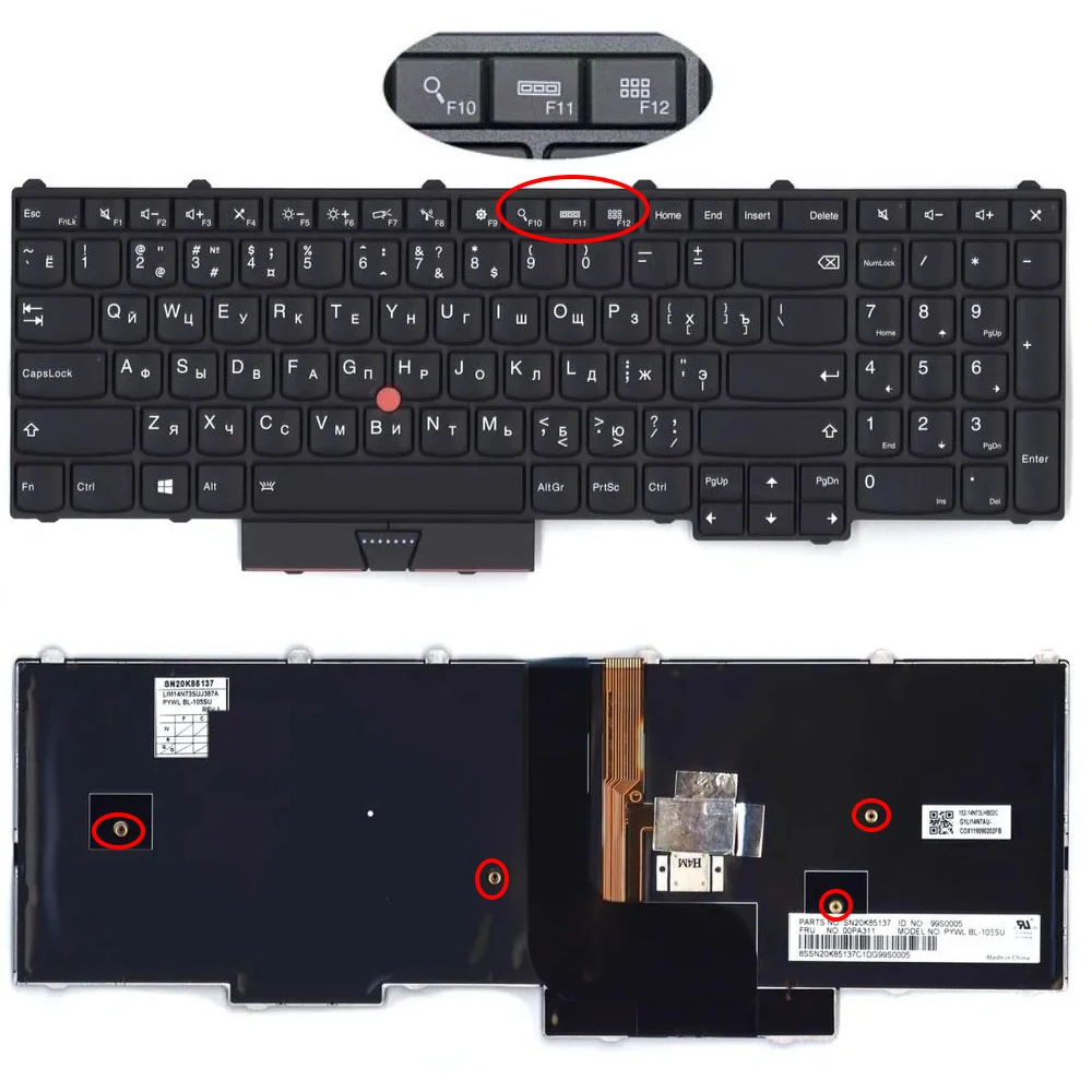 XIN-Russian-US layout Backlit Laptop Keyboard For Lenovo Thinkpad P50 P51 P70 P71 01HW200 01HW282 SN20M15446 With Backlit  Point