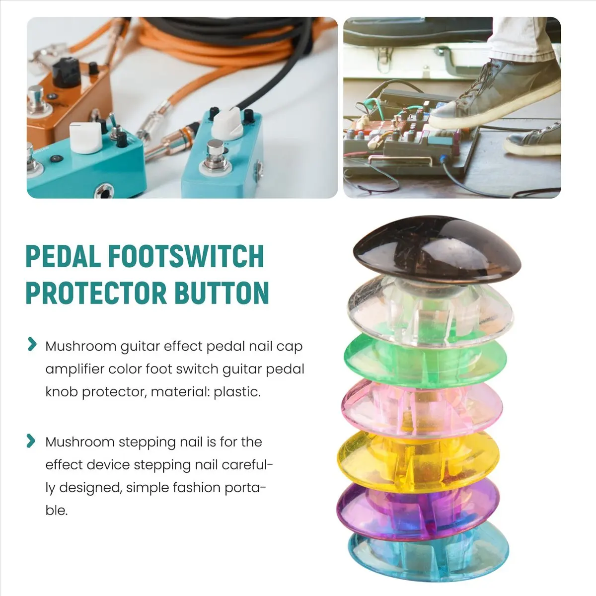 Y17A 10Pcs Mushroom Guitar Effect Pedal Foot Nail CAP AmplifieRS Color Foot SwitCH Guitar Pedal Knobs Protector