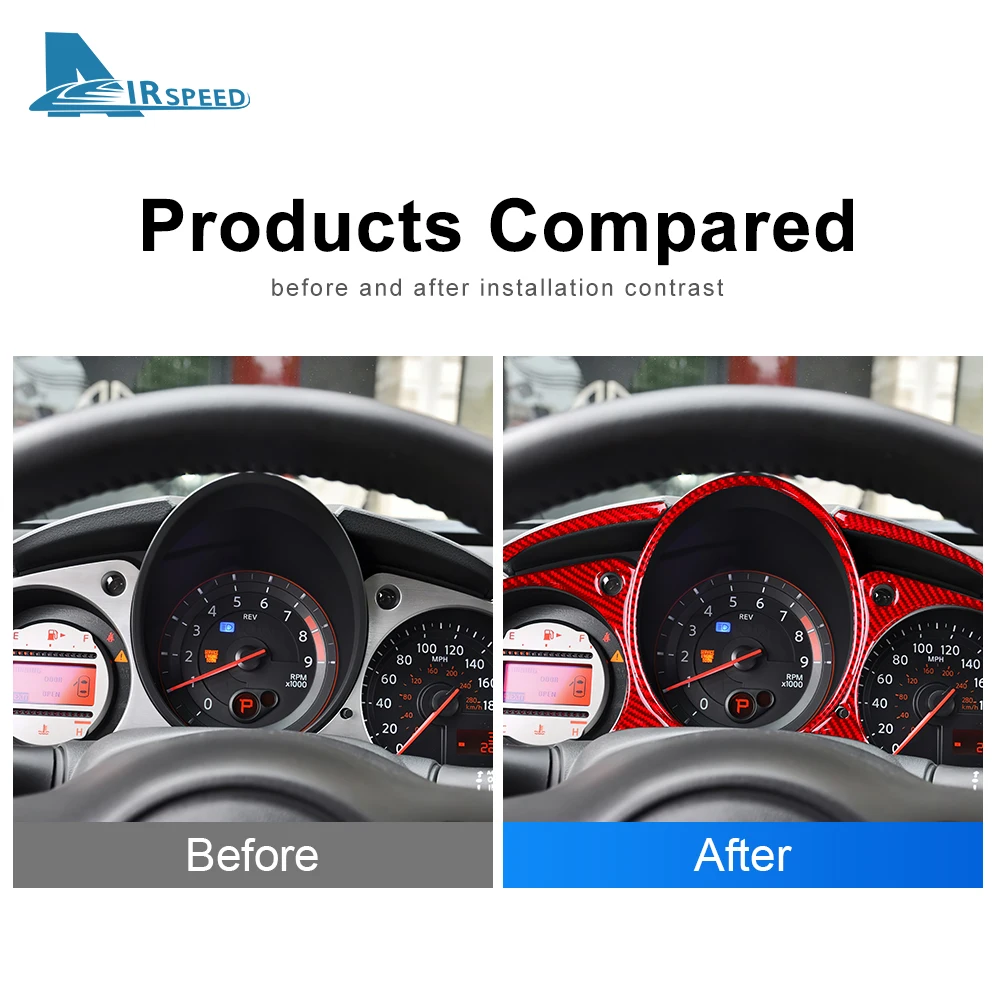 Real Soft Carbon Fiber Sticker For Nissan 370Z Z34 2009 2010 2011-on Speedometer Pointer Indicator Surround Cover Dashboard Trim