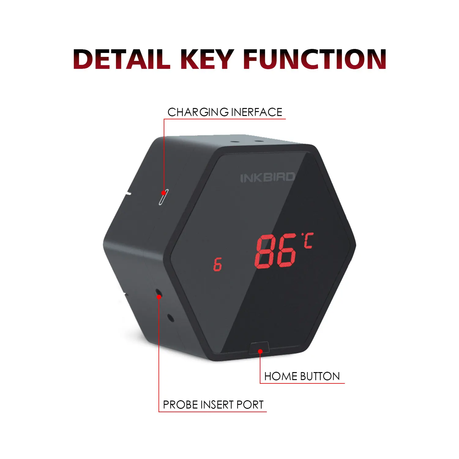 Inkbird IBT-6XS Bluetooth Grill Thermometer Met 6 Sondes 1000Mah Usb Oplaadbare Li-Batterij Barbecue Thermometers Voor Het Koken