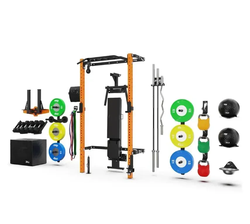 Gym and Home Use Fitness Equipment Wall Mounted Folding Power Squat Rack with Multi-grip Bar