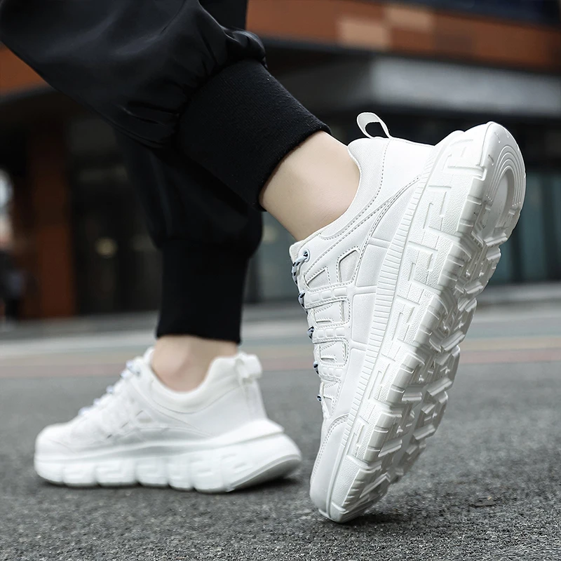 RUNSUN DAILY Men's Sneaker Fashion PU Walking Shoes Breathable Casual Multi-sports Tennis Shoes for Men Solid Color