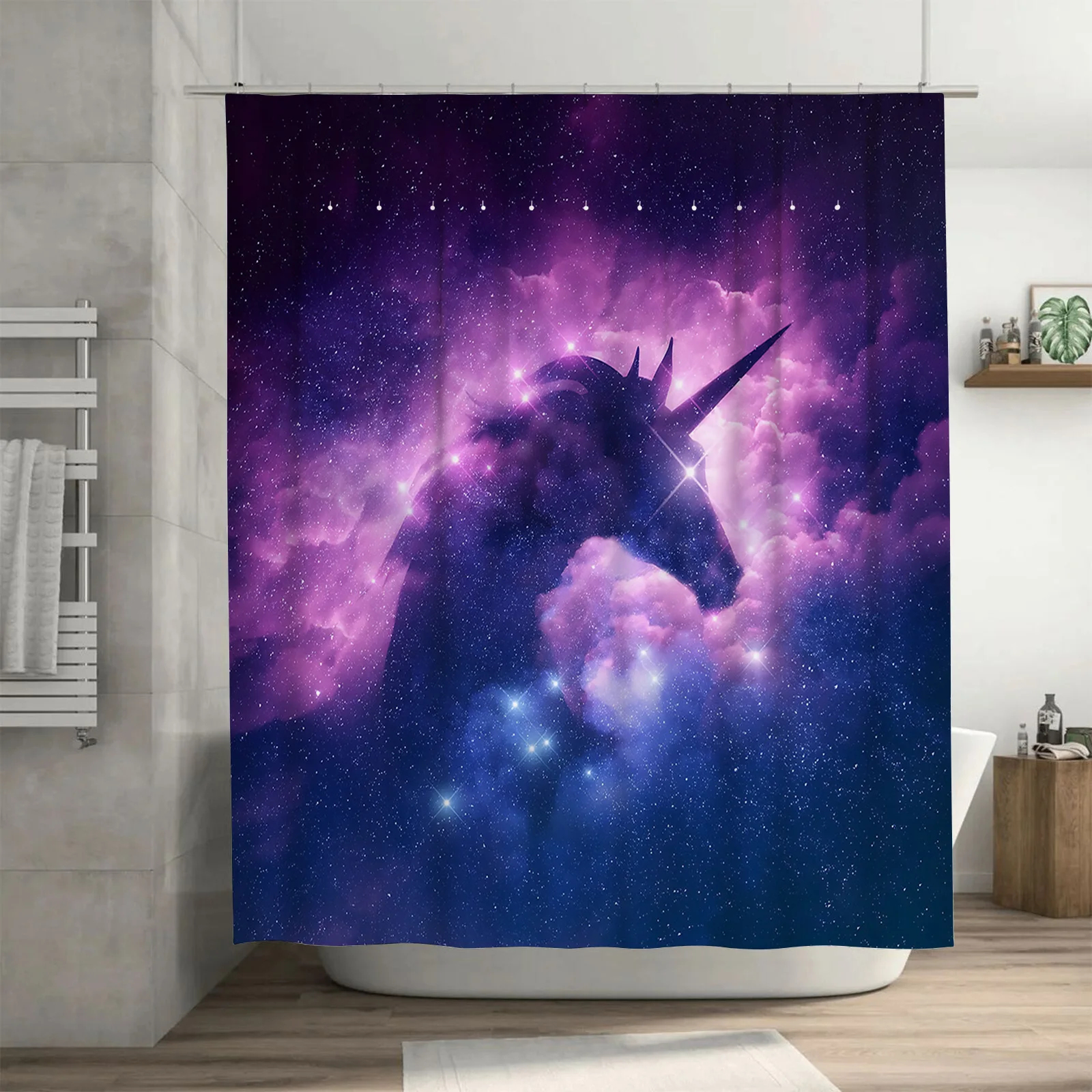 

Starry Sky Unicorn Shower Curtain - Magic Dream Decor for Bathroom - Waterproof and Durable Fabric Home Decor Essential