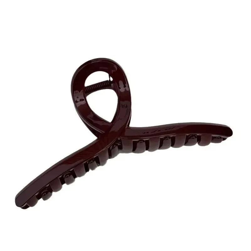 Simple Fashion Slightly Drunk Retro Dark Red Grab Clip Temperament Cross Hairpin Large Back Head Disc Hair Shark Clip
