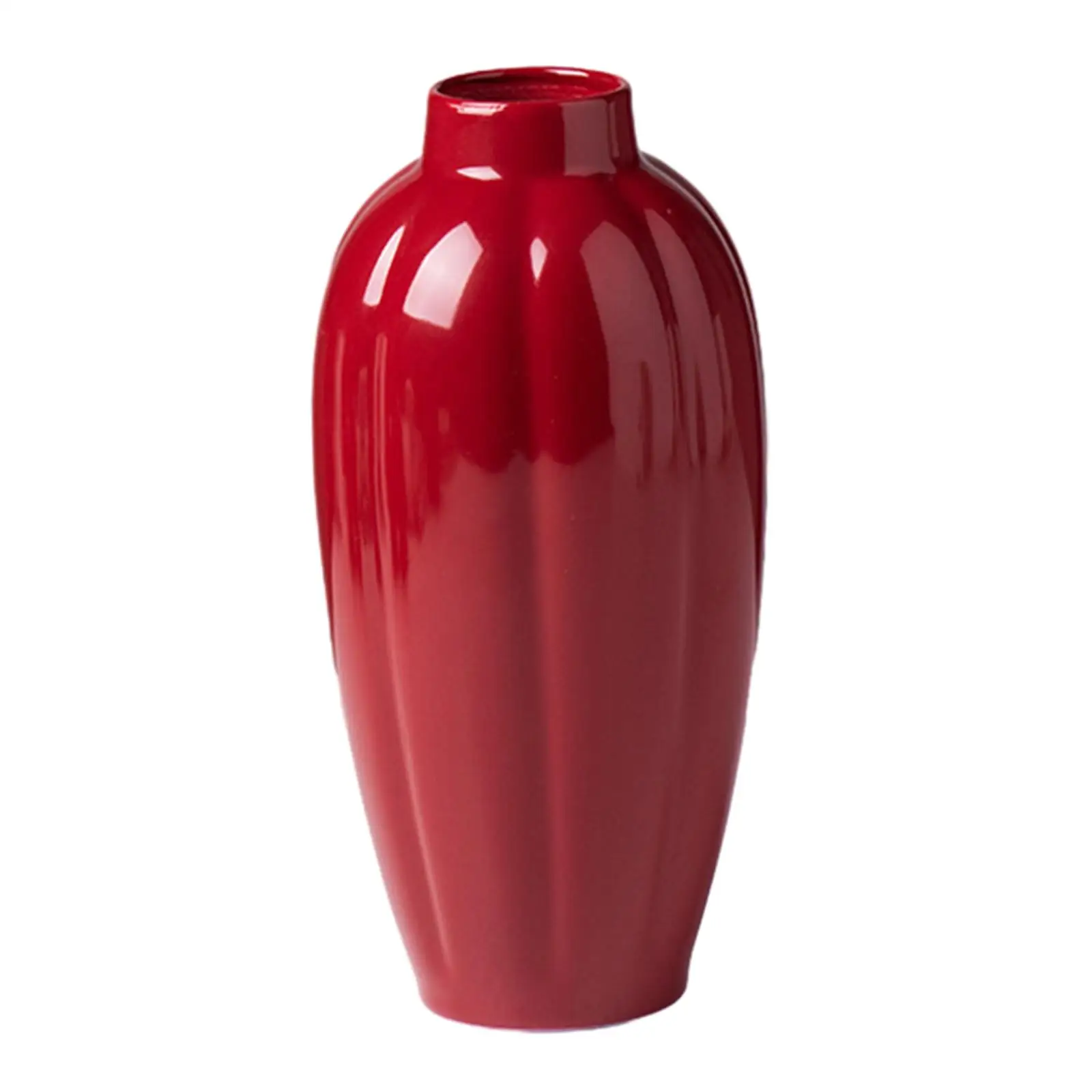 Modern Red Ceramic Vase Small Decorative Flower Vase for Farmhouse Kitchen Bookshelf Living Room Dining Room Bedroom Coffee