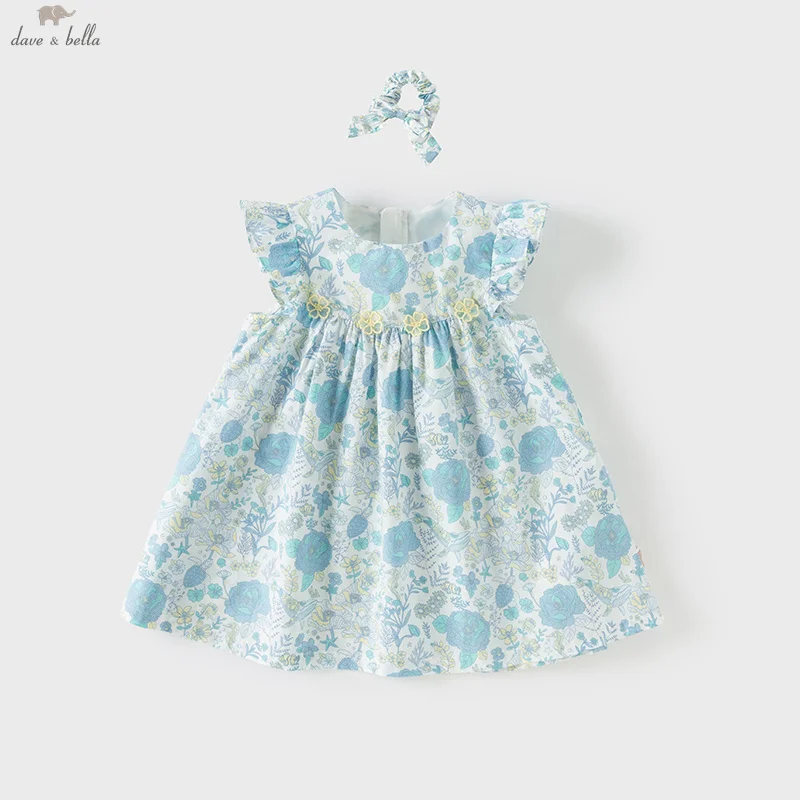 

Dave Bella Children's Dresses Spring Autumn Girls Sweet Cotton Skirt Princess Outerwear Elegant Printed Kids Clothing DB2251253