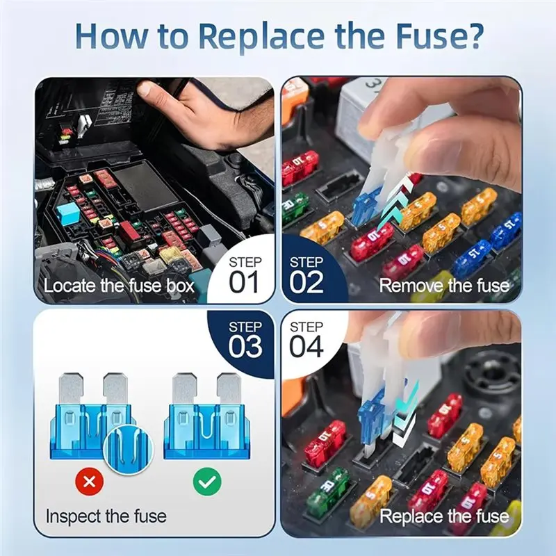 Y50A-160 Mini Blade Fuses+ 90 Standard Fuses+ 50 Micro Fuse+ 60 Micro2 Fuses(2A-40A), 360Pcs Fuse Assortment Kit Aluminum