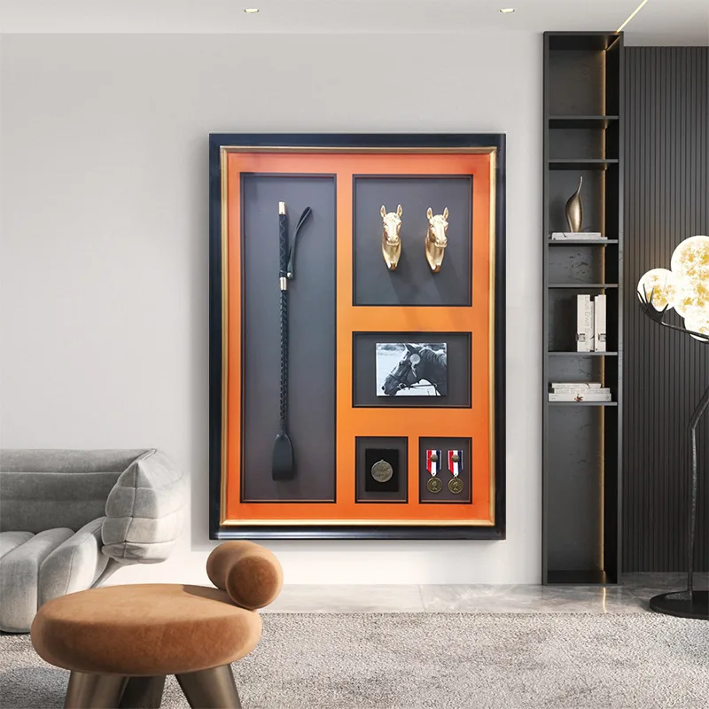 Light luxury equestrian installation painting American three-dimensional 3D physical painting European porcelain plate hanging