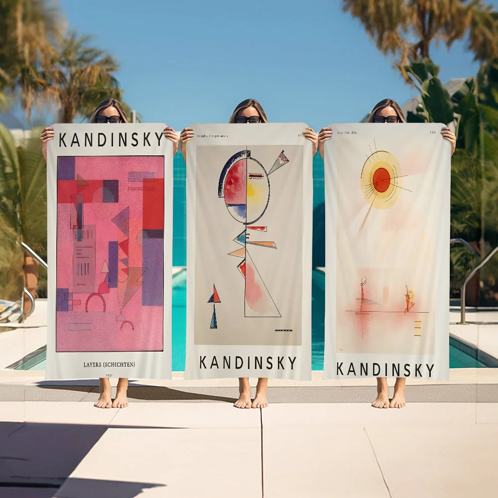 

Kandinsky Exhibition Beach Towel Cartoon Cute Summer Kids Large Bath Pool Beach Towel Microfiber Absorbent For Swimming Travel