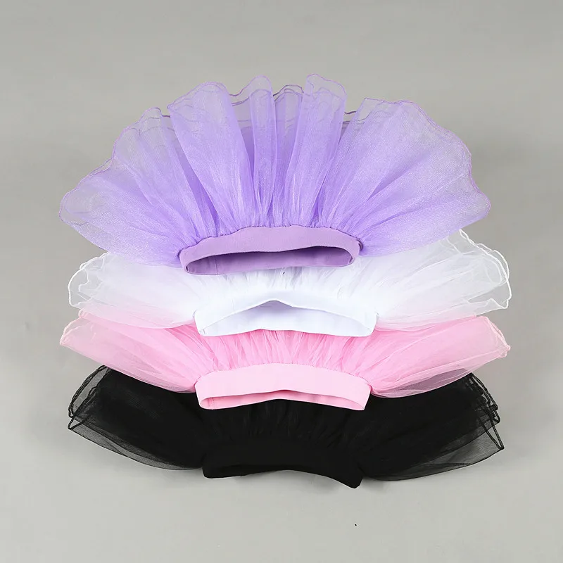 TOVEKIN Children's Dance Halfbody Gauze Skirt Fluffy Skirt Ballet Practice Short Skirt White Mesh Dance Pink Skirt