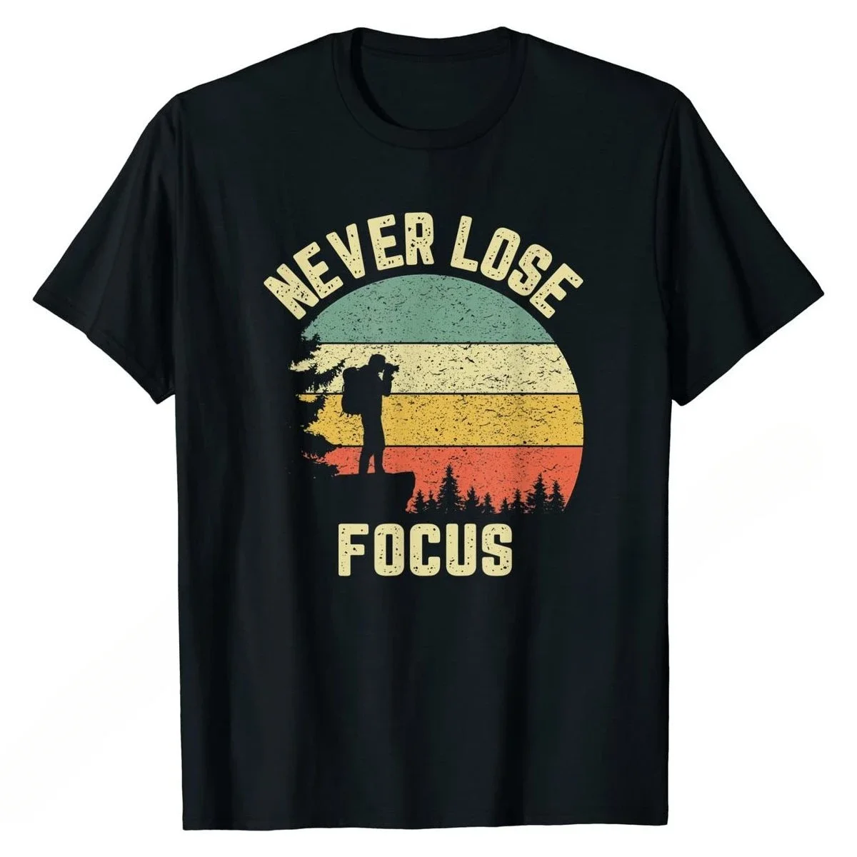 Retro Style Camera Never Lose Attention Photography T-Shirt Funny Designer Customized Men T Shirt Streetwear Harajuku