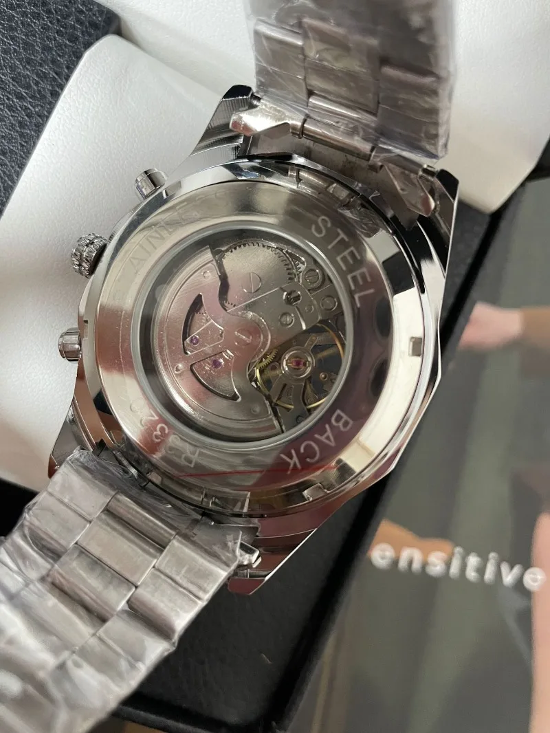 Men's Skeleton Automatic Self-Wind Mechanical Watch - Stainless Steel Strap, Openwork Design watch