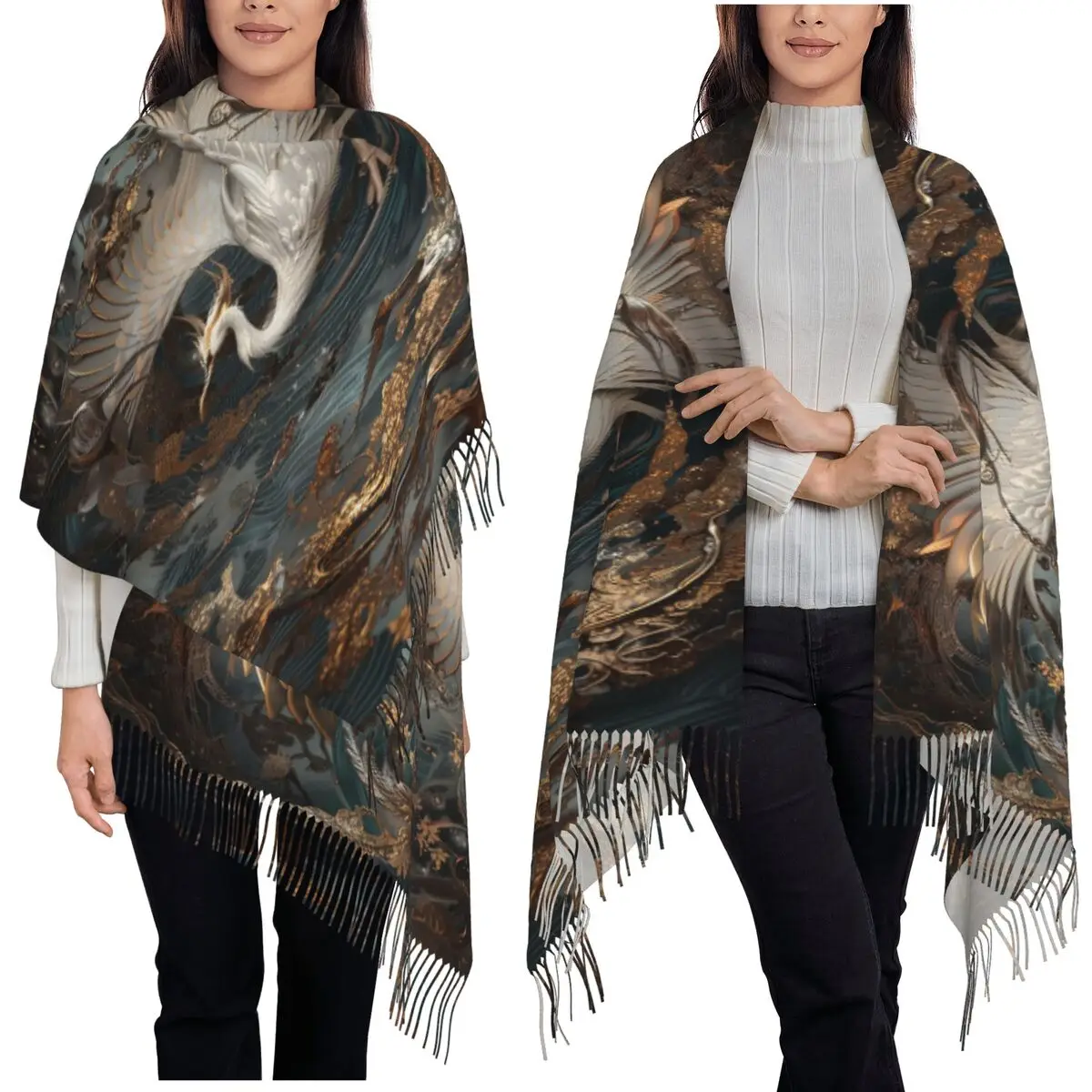 

Китайский шарф с кисточками, женские мягкие теплые шали и накидки, длинная осенне-зимняя шаль