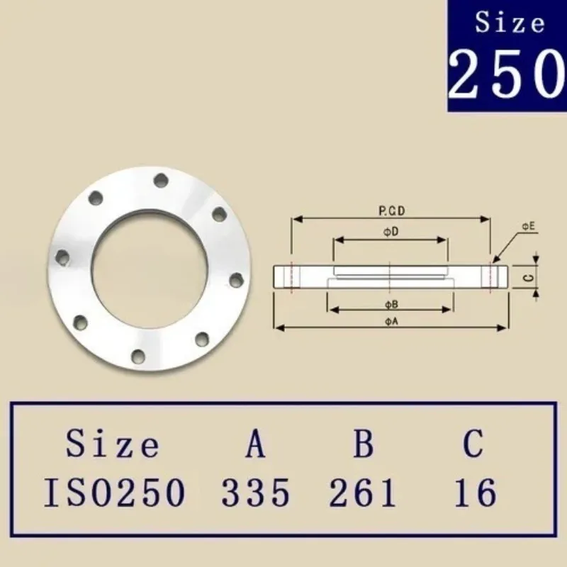 ISO-F Vacuum Fixed Flange 304 Stainless Steel 63 Internal Welding 80 Bolts 100 Screws 160 Blind Plate 200 Height 250