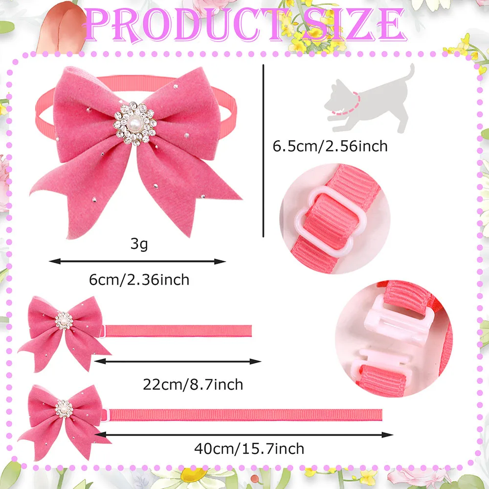 8 قطعة طوق بكلاب الأزهار الشريط الماس اللؤلؤ الكلب الاستمالة اكسسوارات اليدوية قابل للتعديل السائبة ربطة القوس فيونكة للكلاب مستلزمات الحيوانات الأليفة
