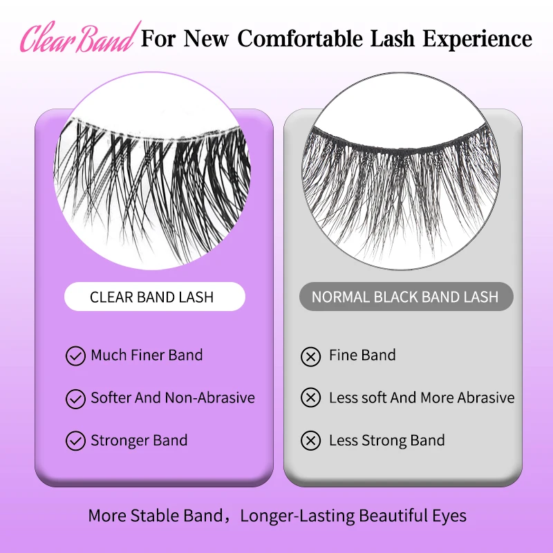Halbwimpern, natürliches Aussehen, dünne Katzenaugenwimpern, flauschig, 15 mm, klares Band, Akzent, kurze falsche Wimpern, die wie Verlängerungen aussehen
