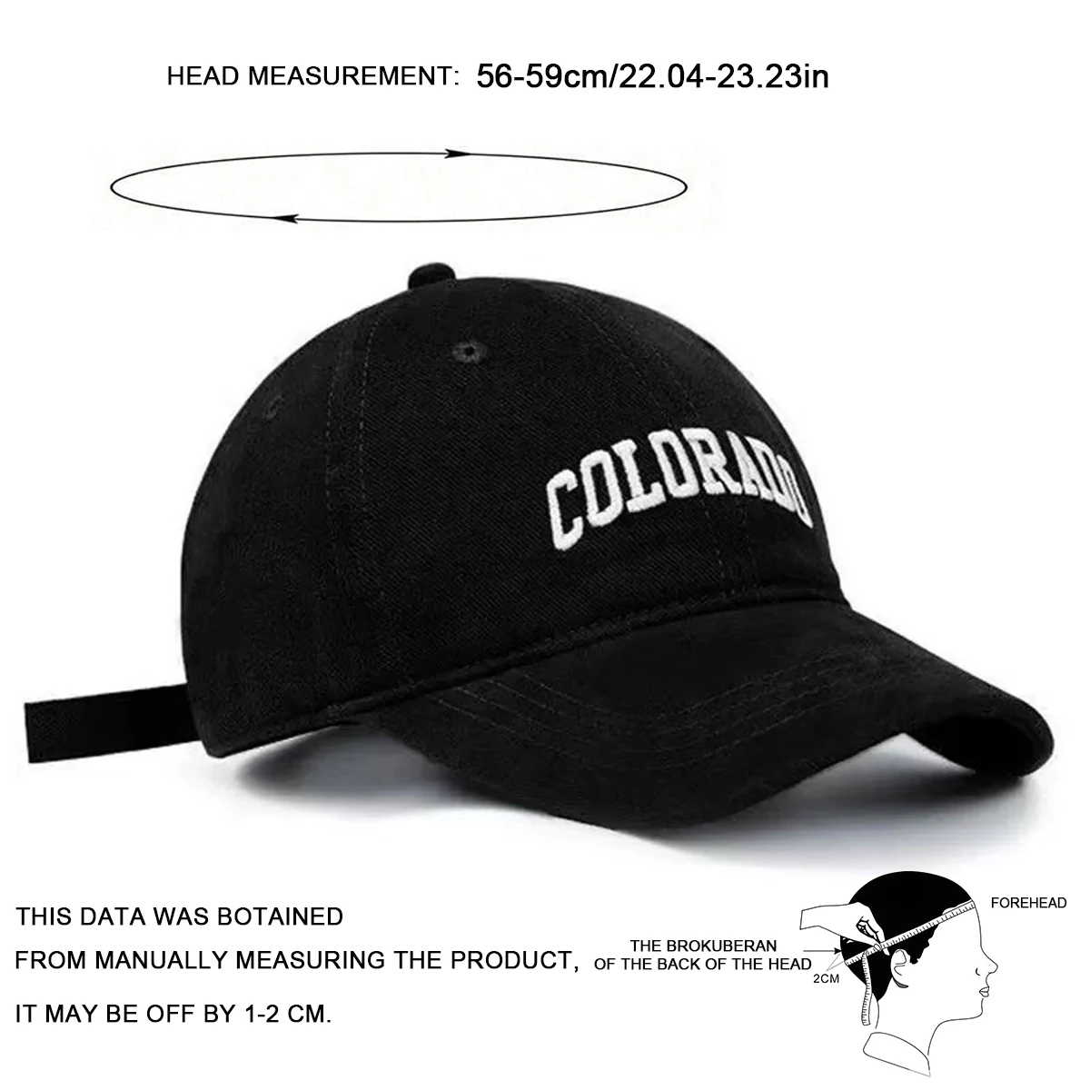 Unisex COLORADO Baseballkappen mit Buchstabenstickerei, Frühling und Herbst, für den Außenbereich, verstellbare Freizeithüte, Sonnenschutzhut, Sportkappe – Detail 8