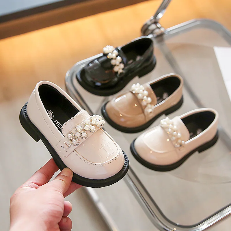 

Girls Leather Shoes Black Children's Shoes Little Girl Princess Shoes 2-18 Years Old Khaki Soft Non-slip Kids Baby Single Shoes