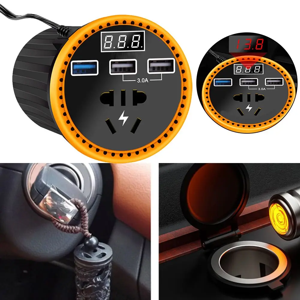 DC 12V To 110V 12V Inverter Adapter 105*75*65mm Cable Length 80CM Compact Size 105*75*65mm For Cars And Pickups