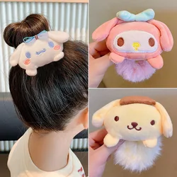 Sanrio Plush Scrunchie Anime Melody Kuromi Cinnamoroll Lady Tie Hair Rubber Band Headdress Girl Hair Accessories Kawaii Hairband