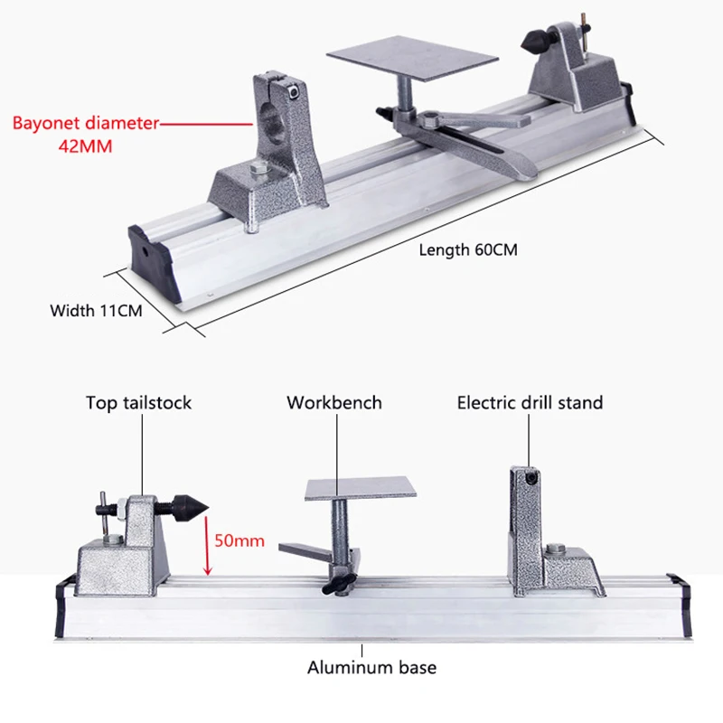 800W Small Woodworking Lathe TZ-002 Multi-function Micro Lathe with Electric Drill and Beads Bracelet Polishing Machine Tool