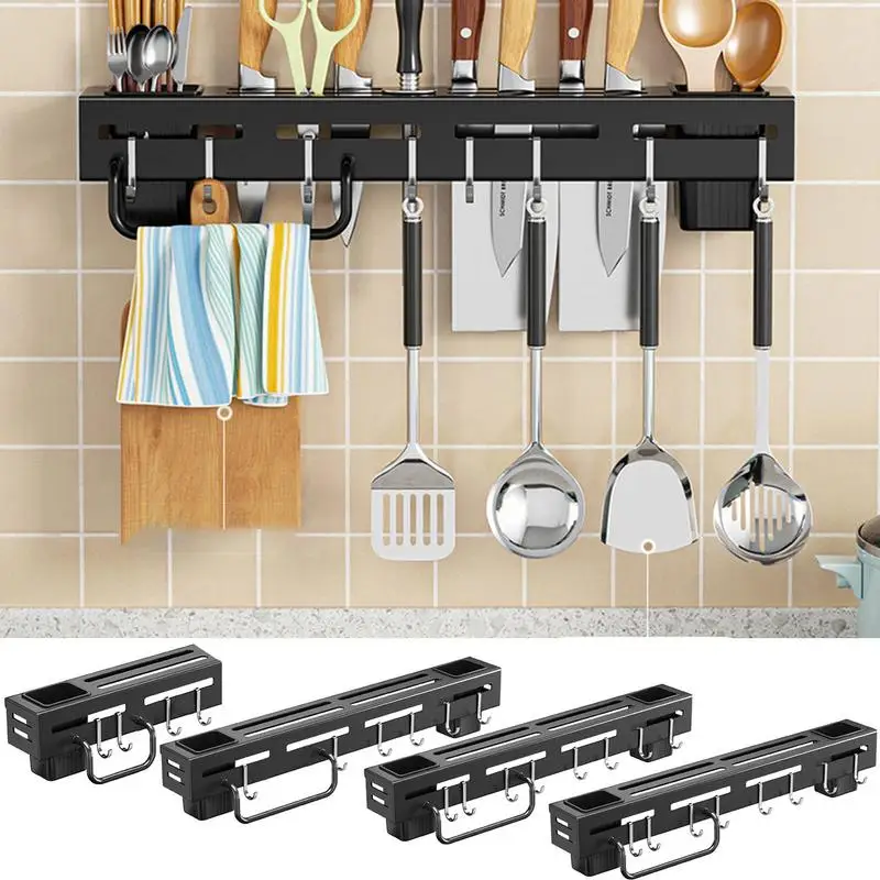 

Wall Knives Holder Chopsticks & Utensil holders Multifunctional Knives Rack With Hooks For Storing Scissors Knives & rags