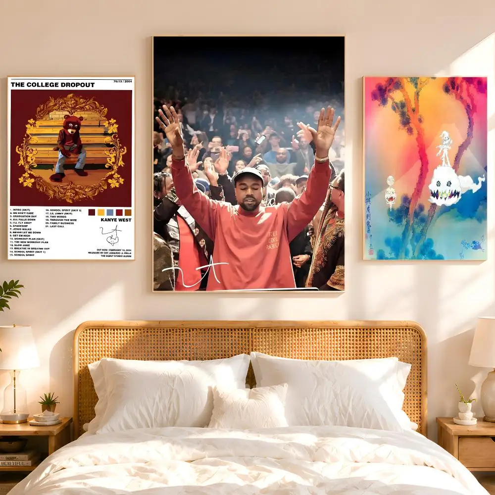 Singer A-K-K-Kanye W-West Anime Poster 1PC HD Matte Peel And Stick Wall Decor For Bedroom Living Room Dorm Office