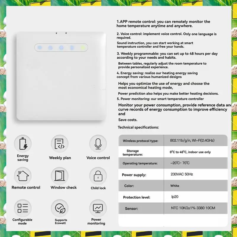 เทอร์โมสตัทอัจฉริยะ 3C Electron Smart Thermostat ZIGBEE รองรับ Ecowatt, ควบคุมระยะไกลผ่านแอป ใช้งานร่วมกับ Alexa และ Google Home, เทอร์โมสตัทอัจฉริยะ
