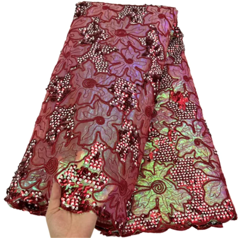 

2022 High Quality African Nigerian Tulle Lace Fabric Organza Embroidery Guipure Party Gown Dress Brocade Jacquard French Dresses