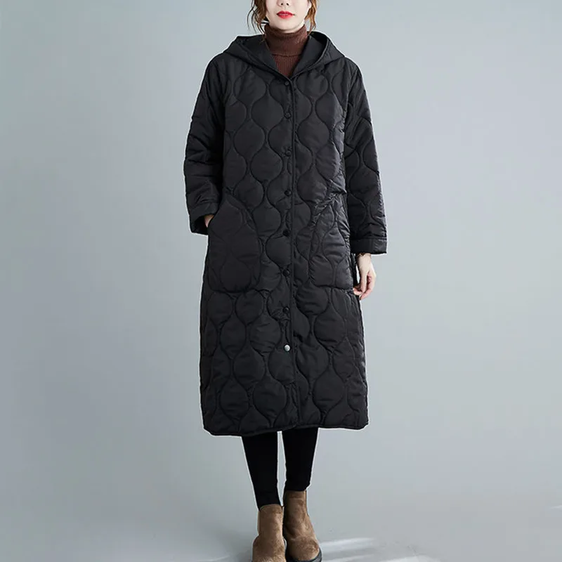 Parkas à capuche mi-longs pour femmes, veste rembourrée en coton optique, manteau vert vintage, automne et hiver, chaud, nouveau