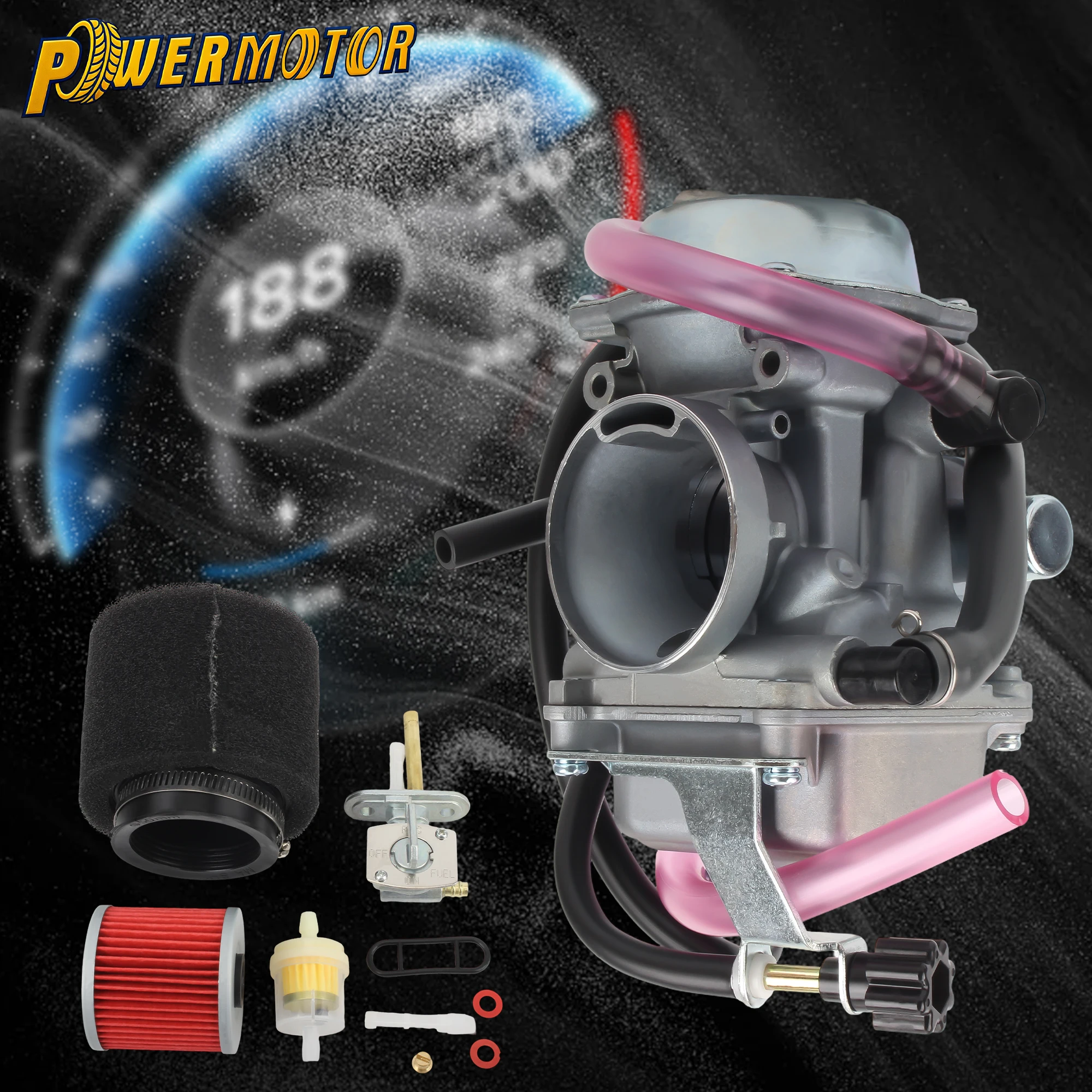 

For Kawasaki Bayou 300 KLF300 KLF300C 4X4 1986-2005 ATV Quad Bike Four-Wheels Carburetor Set With Air Fuel Filter Fuel Switch