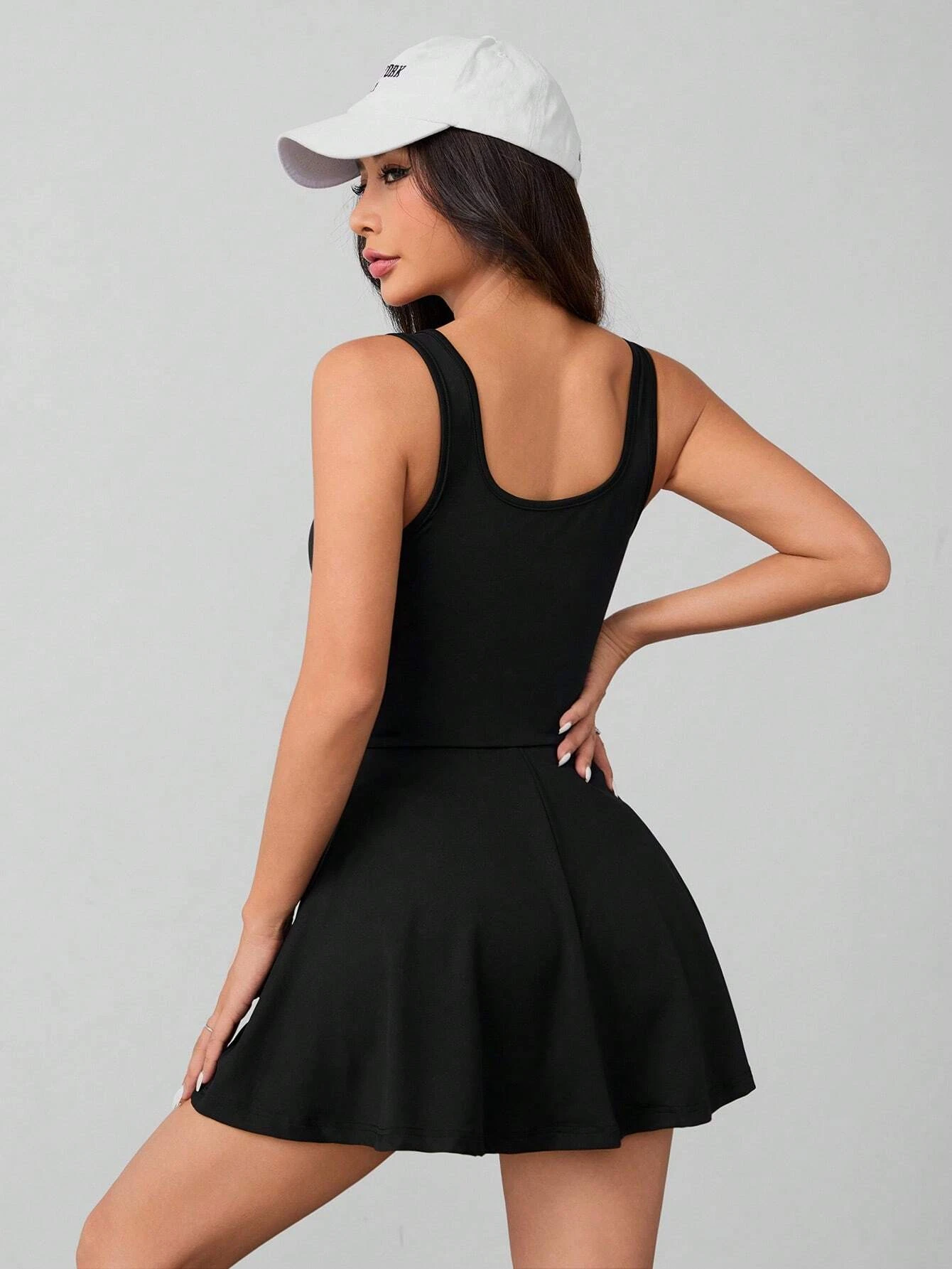Women's Sexy Elegant Black party & casual dress - Stretchy A-Line skirt, Low Neckline, Machine Washable Formal & Everyday Outfit - view 2