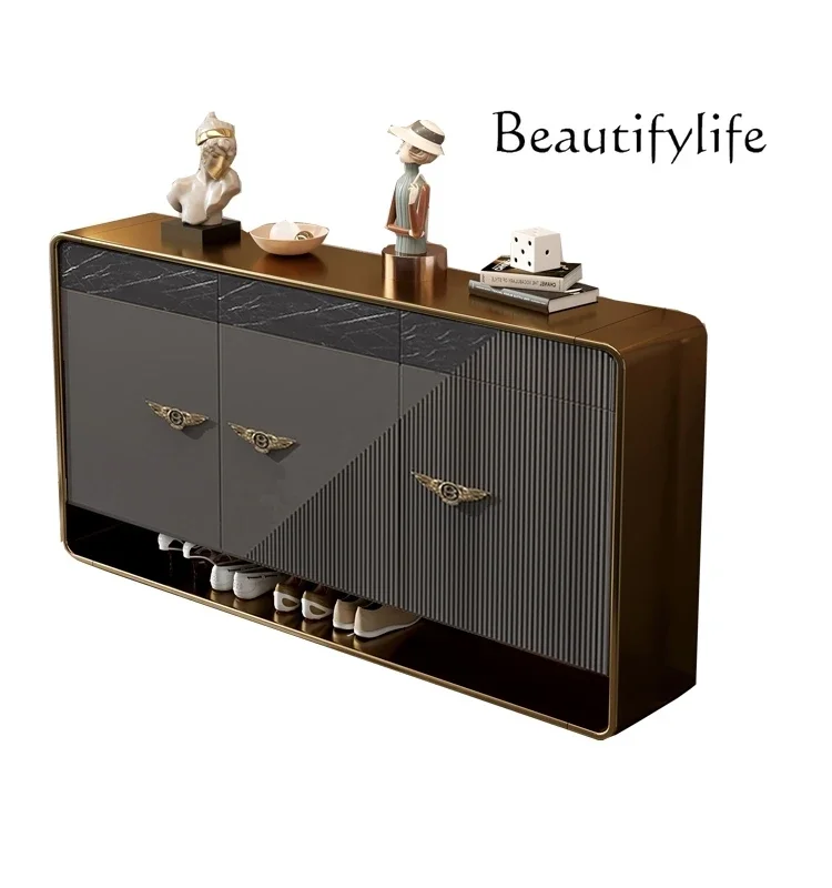 shoe cabinet Solid wood simple entry foyer cabinet High-end postmodern entrance cabinet Large capacity against the wall