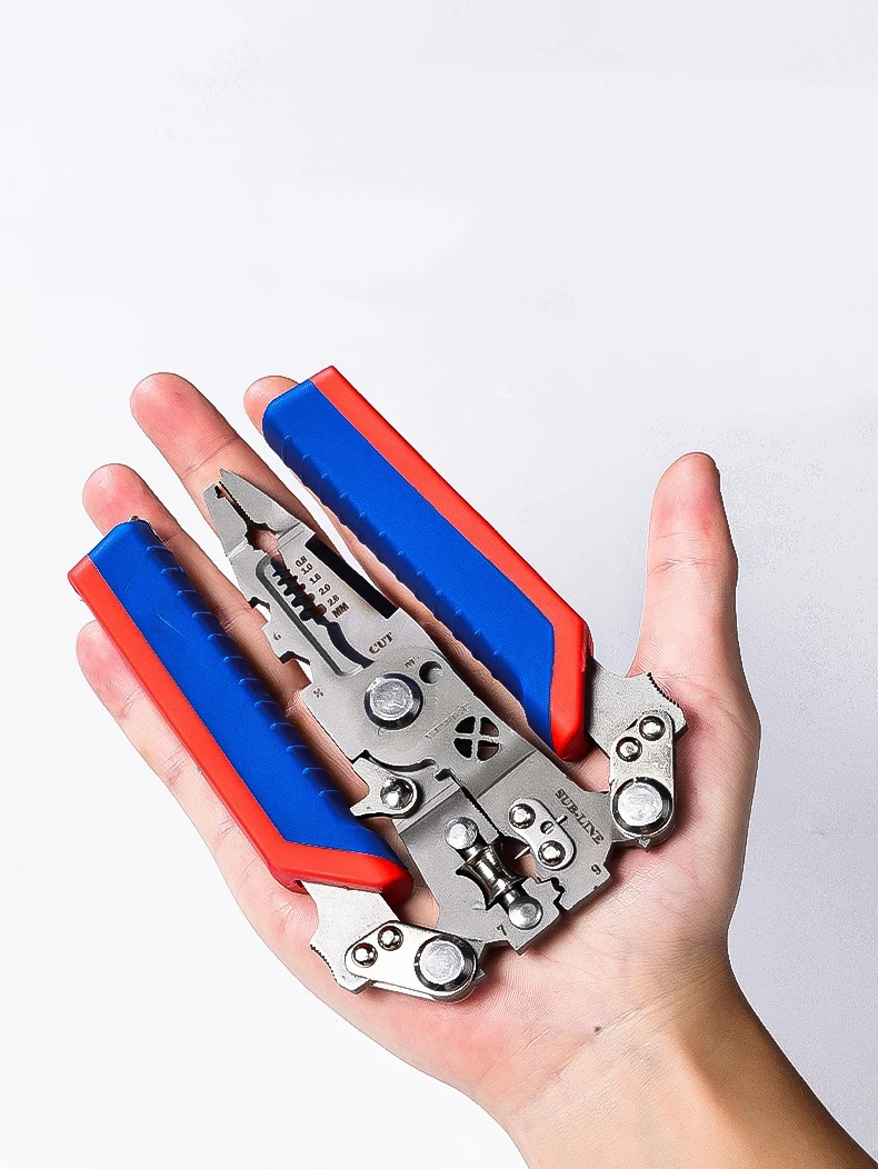 Fususbe سلك تجريد كماشة اختبار الجهد كابل قطع العقص كماشة متعددة الوظائف سلك متجرد كماشة كهربائي