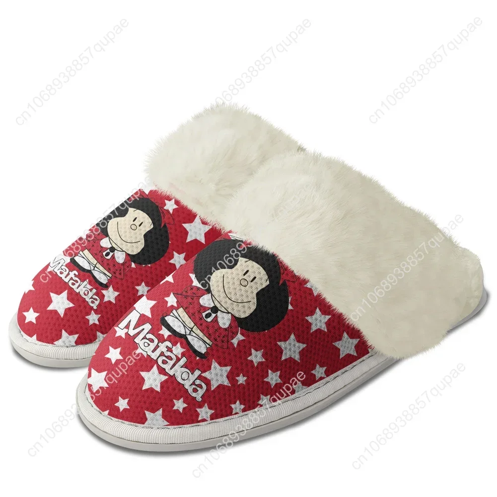 Mafalda Plush Slippers Anime Mens Womens Teenager Cotton Shoes Home Bedroom Keep Warm Slipper Thermal Lightweight Custom Shoes