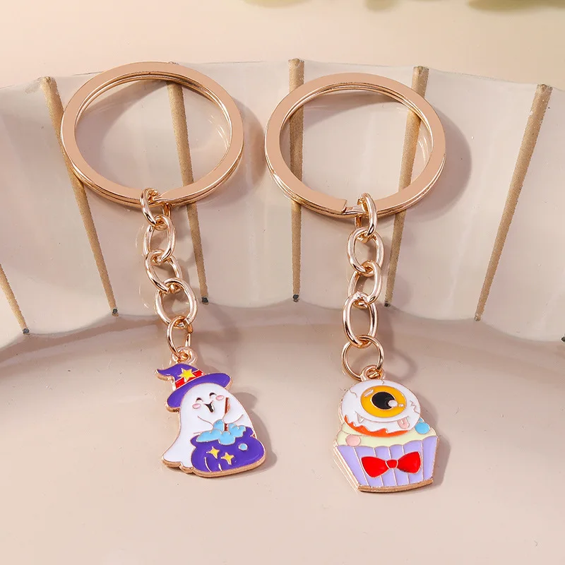 1Pcs New Personalized Creative Accessories Cartoon Halloween Cake Witch Keychain Cute Fun Fashion Versatile Pendant Accessories