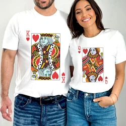 Playing Cards Heart K/Q Graphic T Shirts Couples Y2k Fashion Queen King Tees Harajuku Funny Boyfriend Girlfriend Tee Loves Shirt