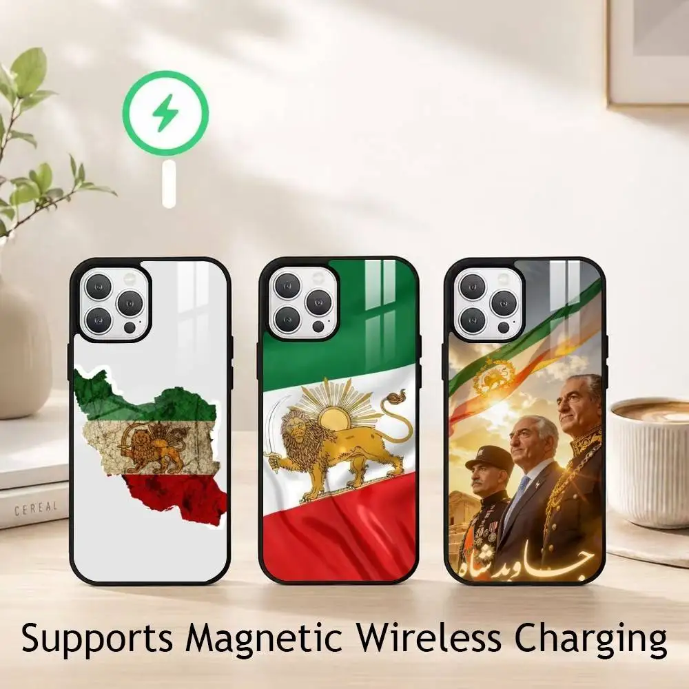 L-Lion Flag of Iran gift Phone Case For iPhone18,17,16,15,14,13,12,11 Plus,Pro Allows magnetic wireless charging