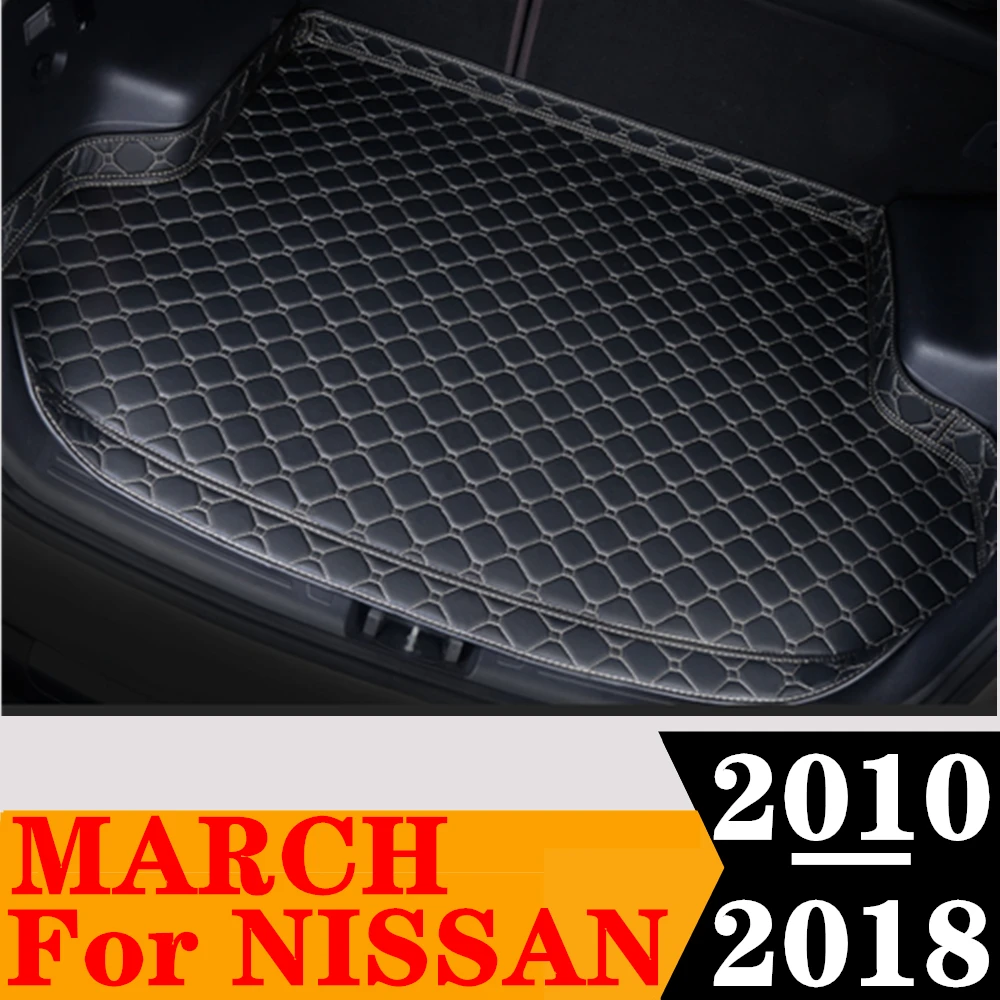 High Side Car Trunk Mat For NISSAN March 2018 2017 2016 2015 2014 2013 2012 2011 2010 Tail Boot Tray luggage Pad Rear Cargo Line